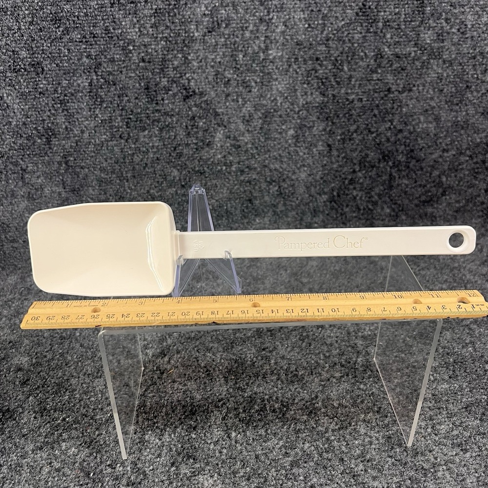 Pampered Chef Mix'n Scraper Heavy Duty 12" White Thick Spatula Spoon #1657